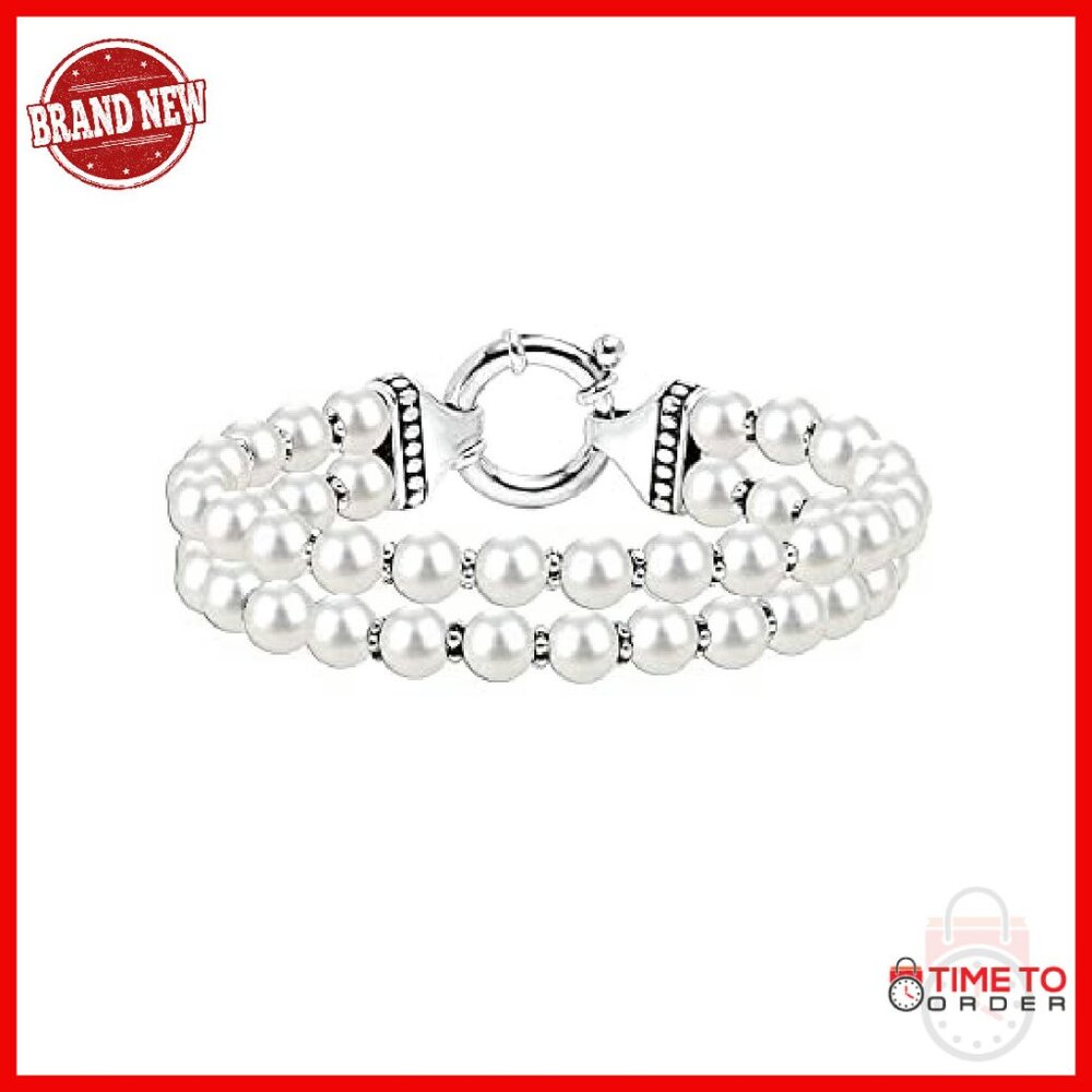 Sterling Silver Adjustable Pearl Bolo Bracelet 7.5" Handmade Jewelry Gift